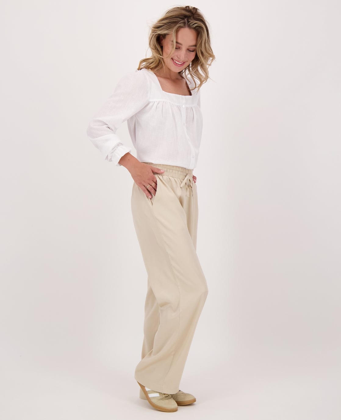 Je m'appelle Broeken Pant Straight Satin | Beige