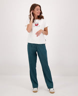 Je m'appelle Broeken Pant Straight Satin | Peacock Green