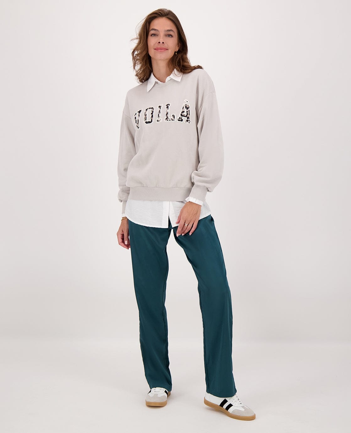 Je m'appelle Broeken Pant Straight Satin | Peacock Green