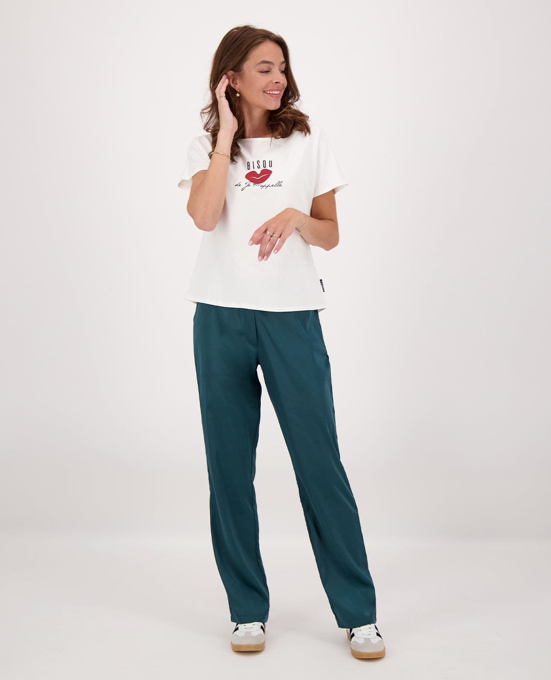 Je m'appelle Broeken Pant Straight Satin | Peacock Green