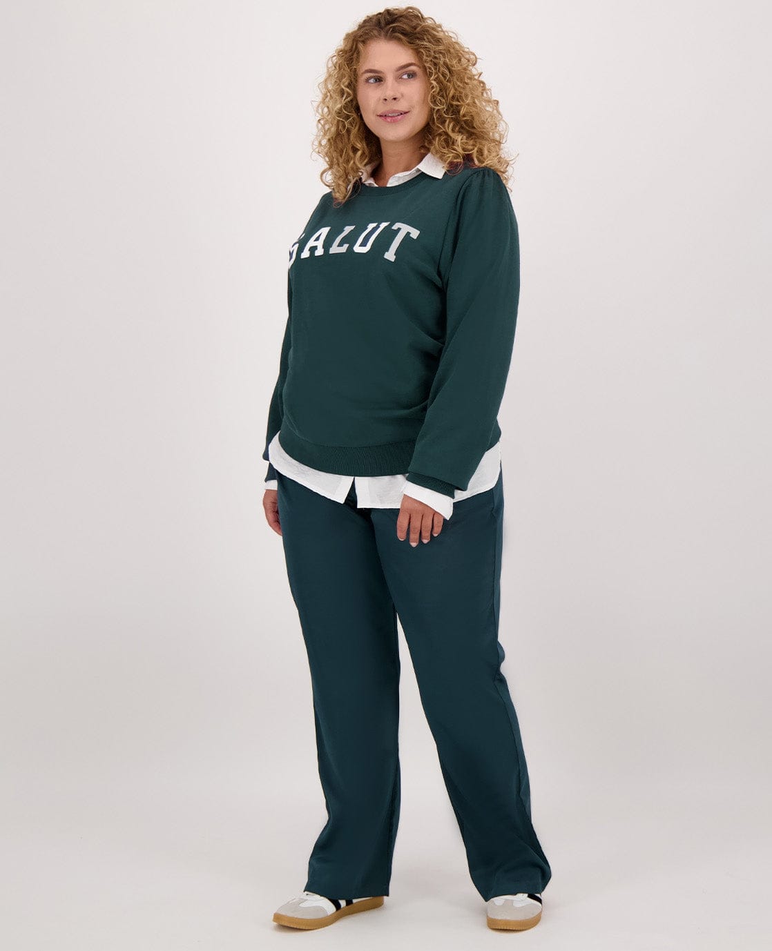 Je m'appelle Broeken Pant Straight Satin | Peacock Green