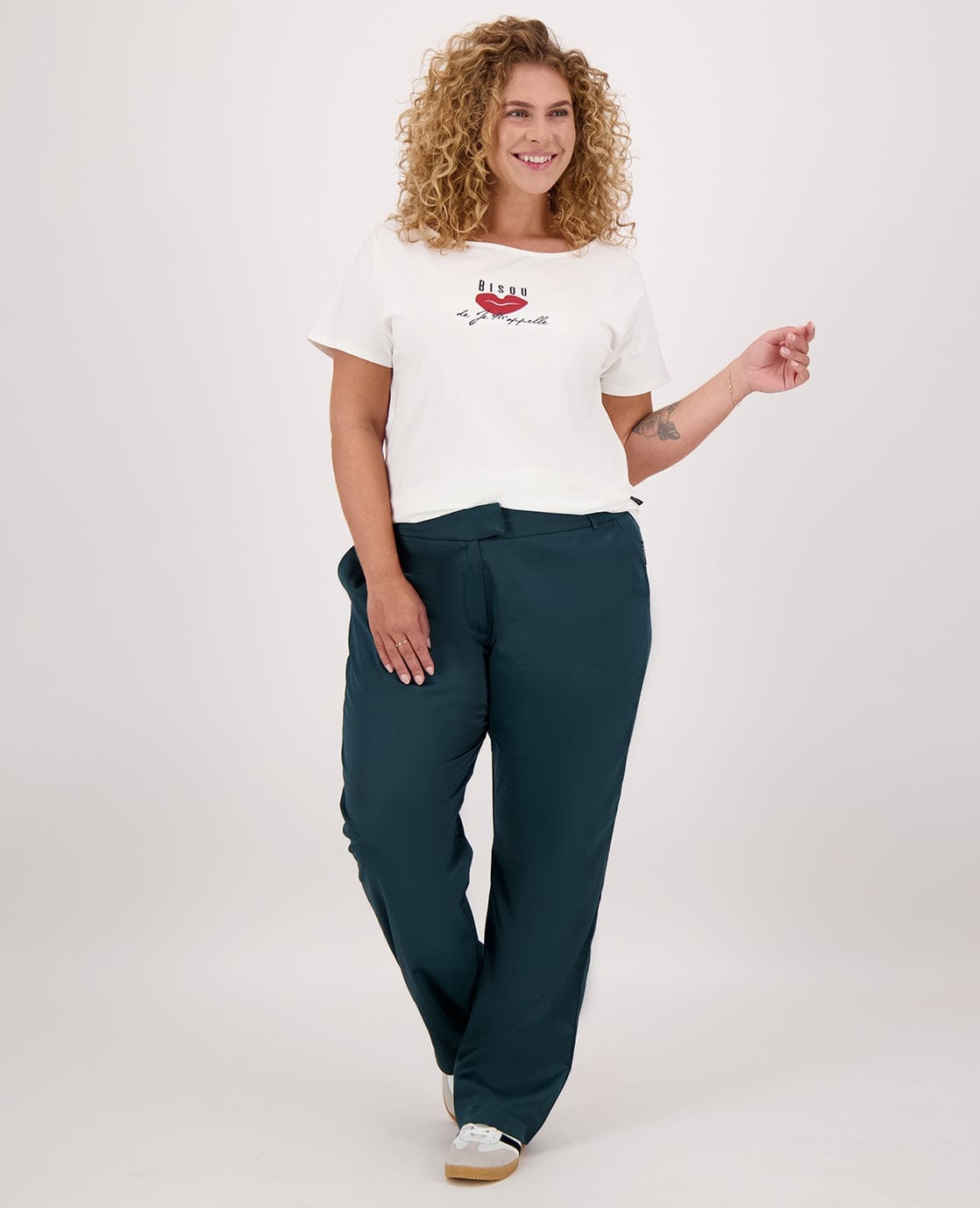 Je m'appelle Broeken Pant Straight Satin | Peacock Green