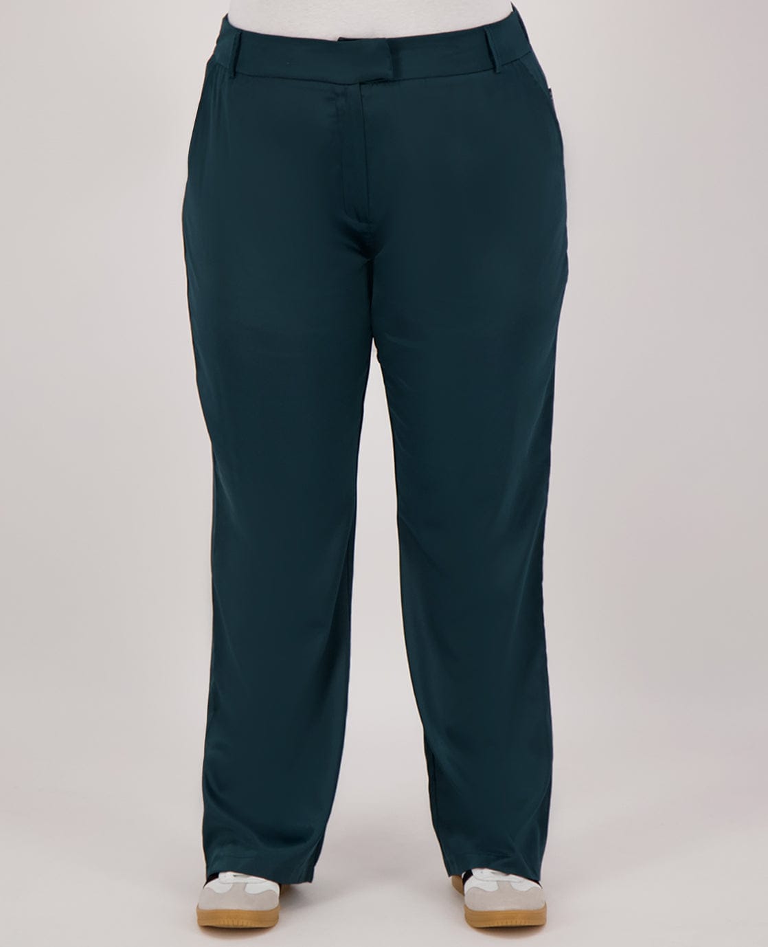 Je m'appelle Broeken Pant Straight Satin | Peacock Green