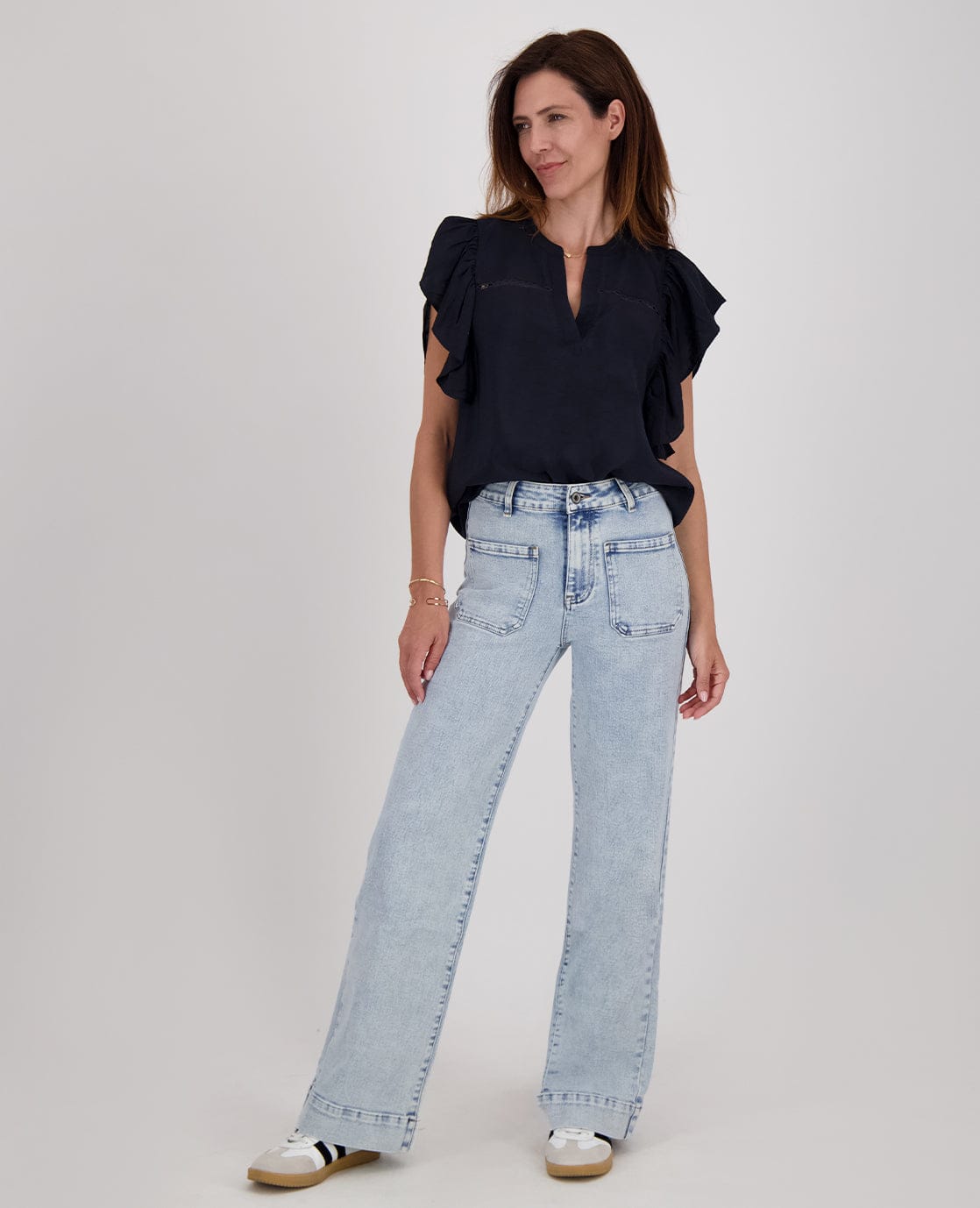 Je m'appelle Broeken Light Blue Denim / XS / Regular Pant Straight Stretch Denim | Light Blue Denim