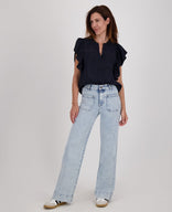 Je m'appelle Broeken Light Blue Denim / XS / Regular Pant Straight Stretch Denim | Light Blue Denim