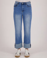 Je m'appelle Broeken Pant Straight Superstretch Denim | Medium Denim