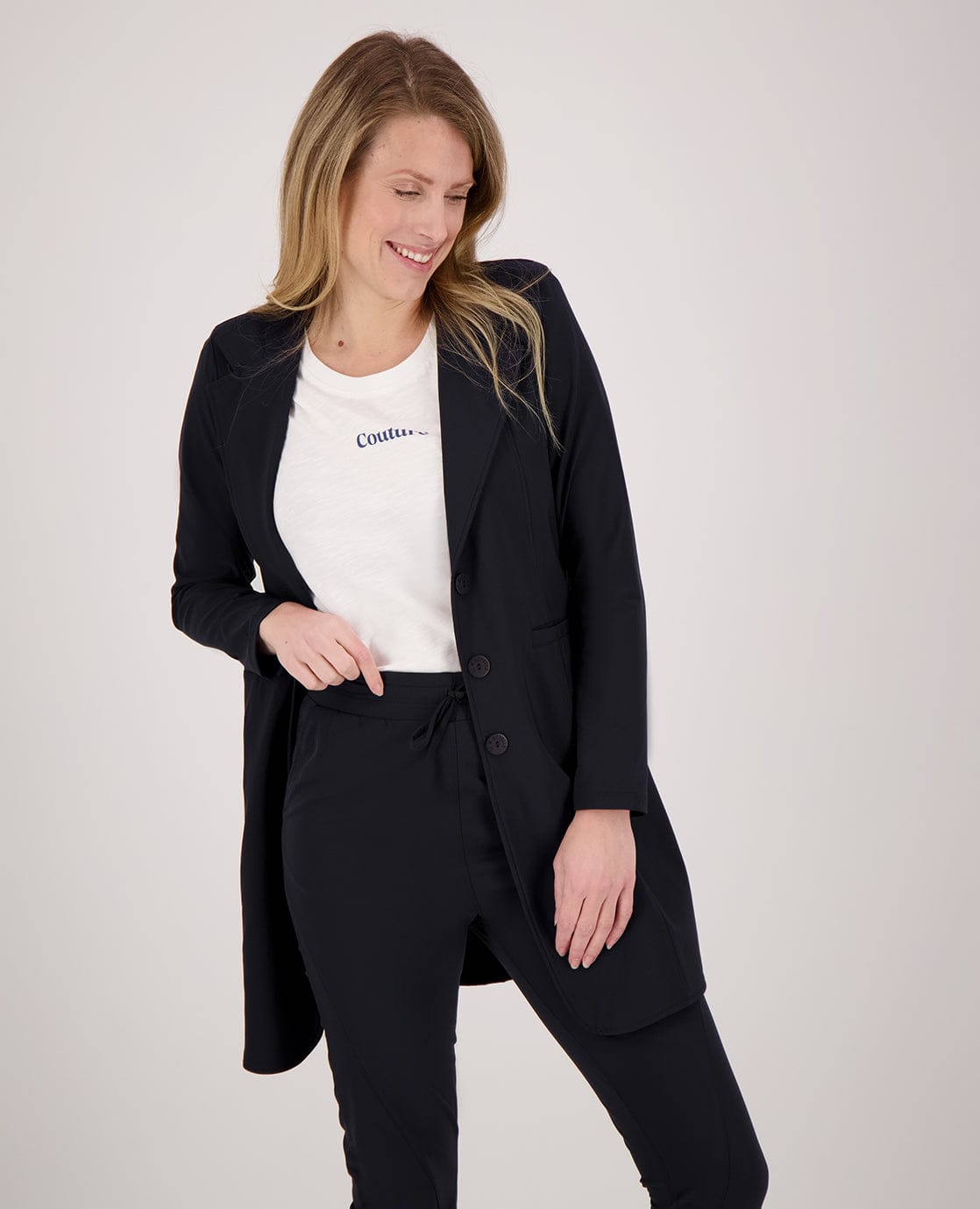Je m'appelle Jassen Blazer Longue Travel | Zwart