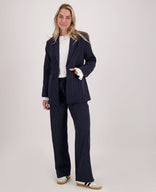 Je m'appelle Jassen Blazer Straight Pinstripe | Donkerblauw / Off White