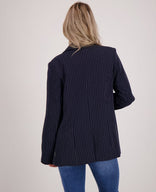 Je m'appelle Jassen Blazer Straight Pinstripe | Donkerblauw / Off White