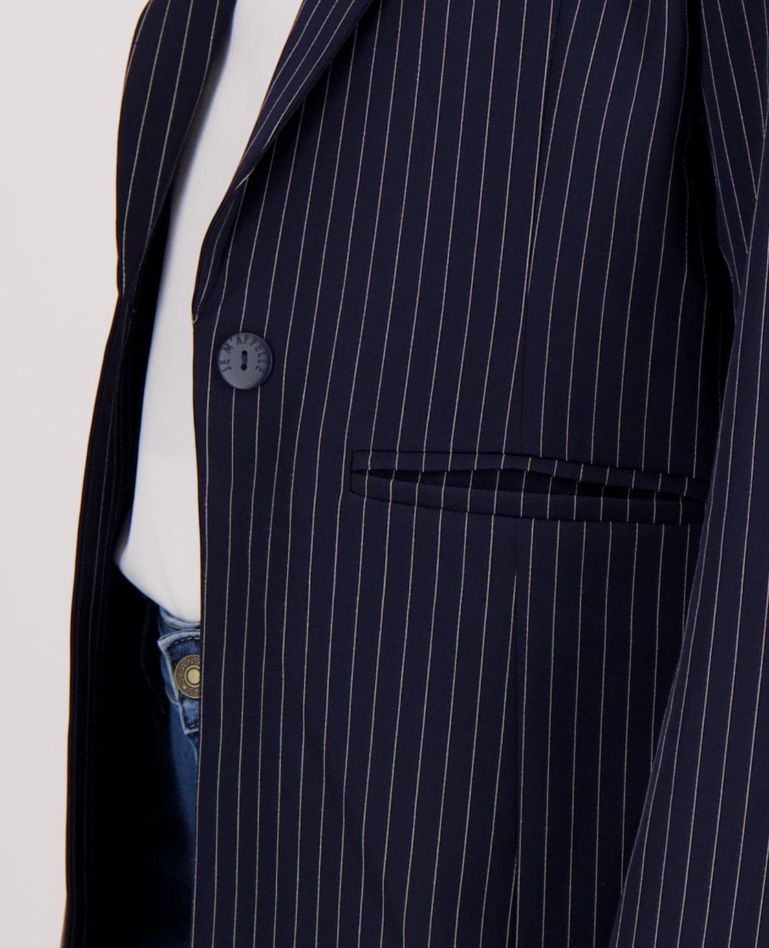Je m'appelle Jassen Blazer Straight Pinstripe | Donkerblauw / Off White