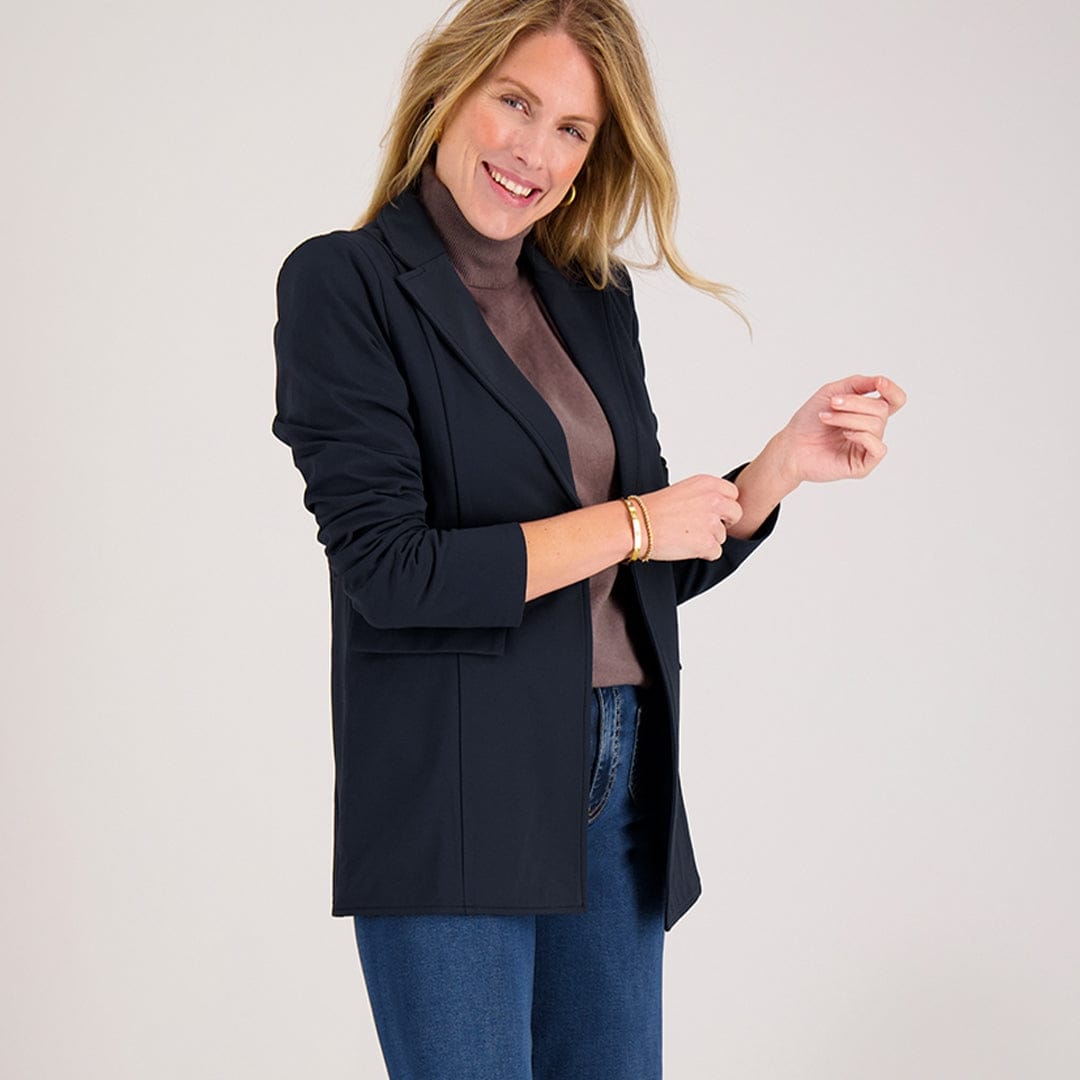 Je m'appelle Jassen Blazer Straight Travel Brushed | Donkerblauw
