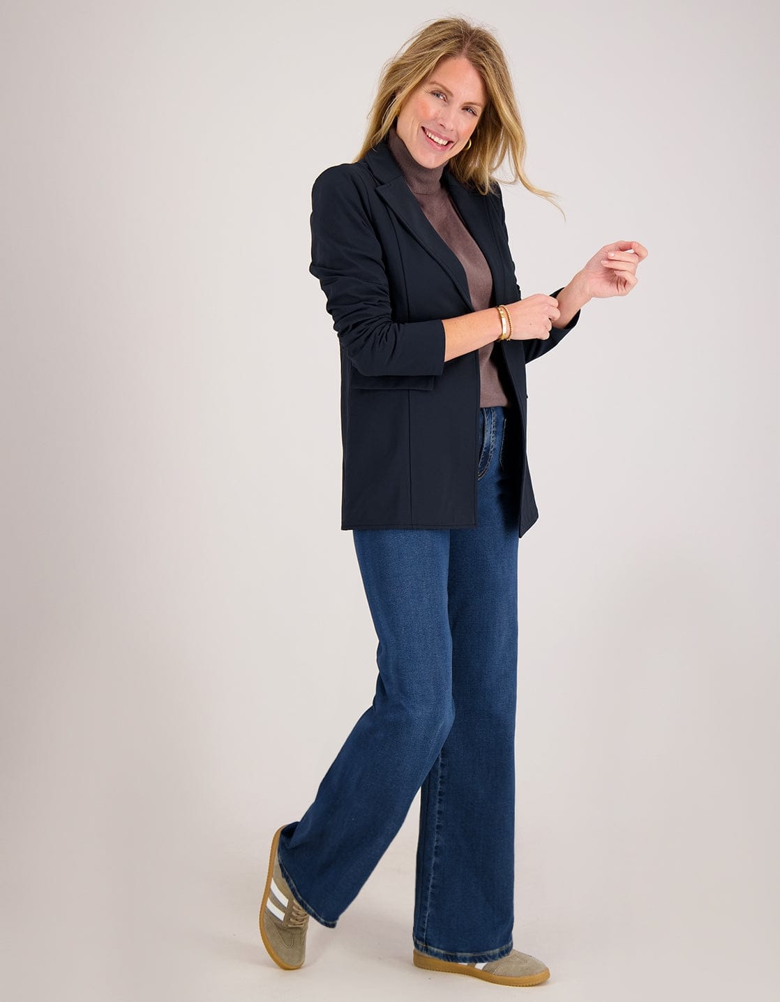 Je m'appelle Jassen Blazer Straight Travel Brushed | Donkerblauw