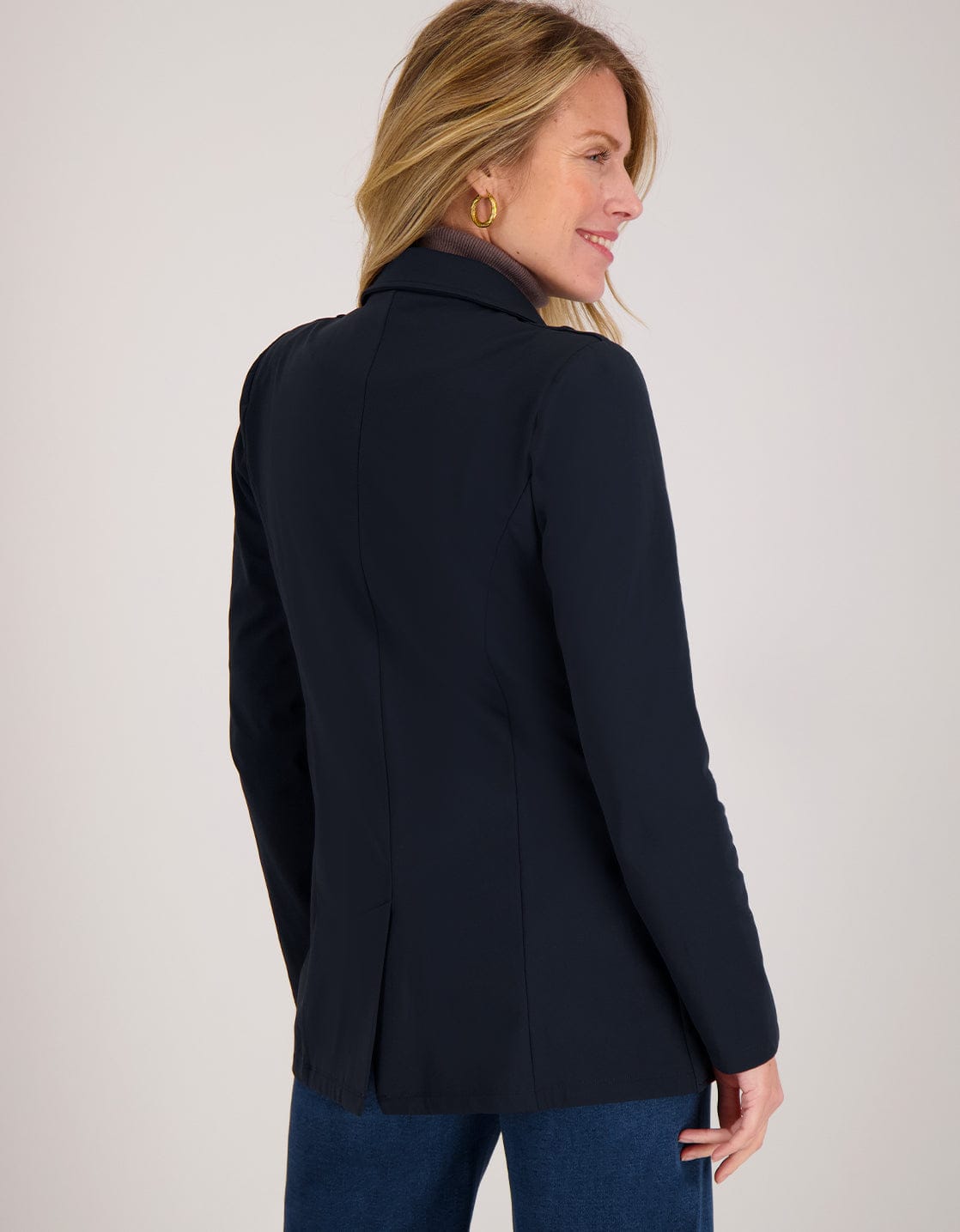 Je m'appelle Jassen Blazer Straight Travel Brushed | Donkerblauw