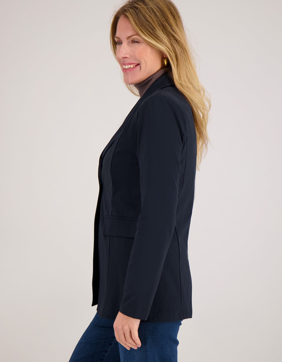 Je m'appelle Jassen Blazer Straight Travel Brushed | Donkerblauw