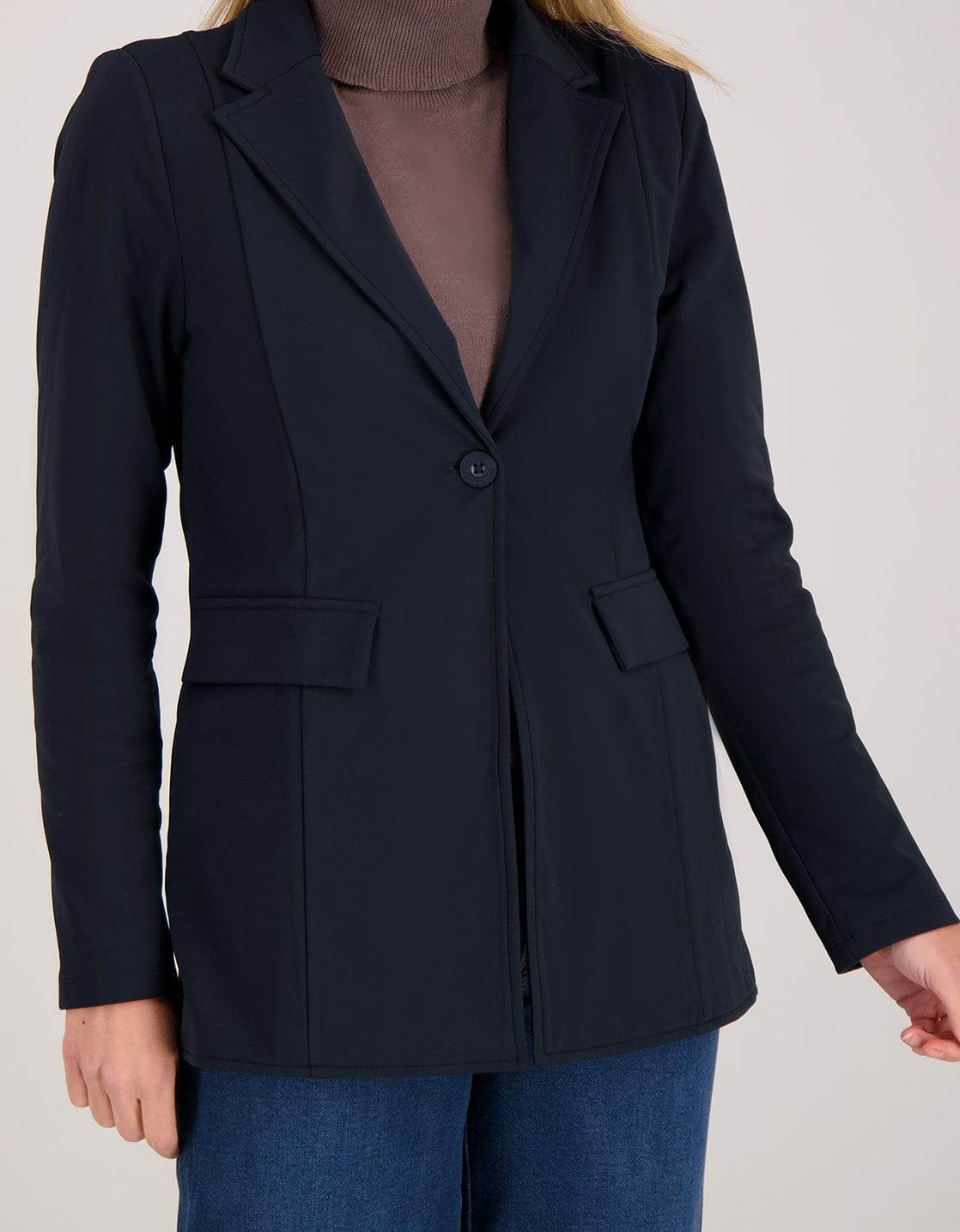 Je m'appelle Jassen Blazer Straight Travel Brushed | Donkerblauw