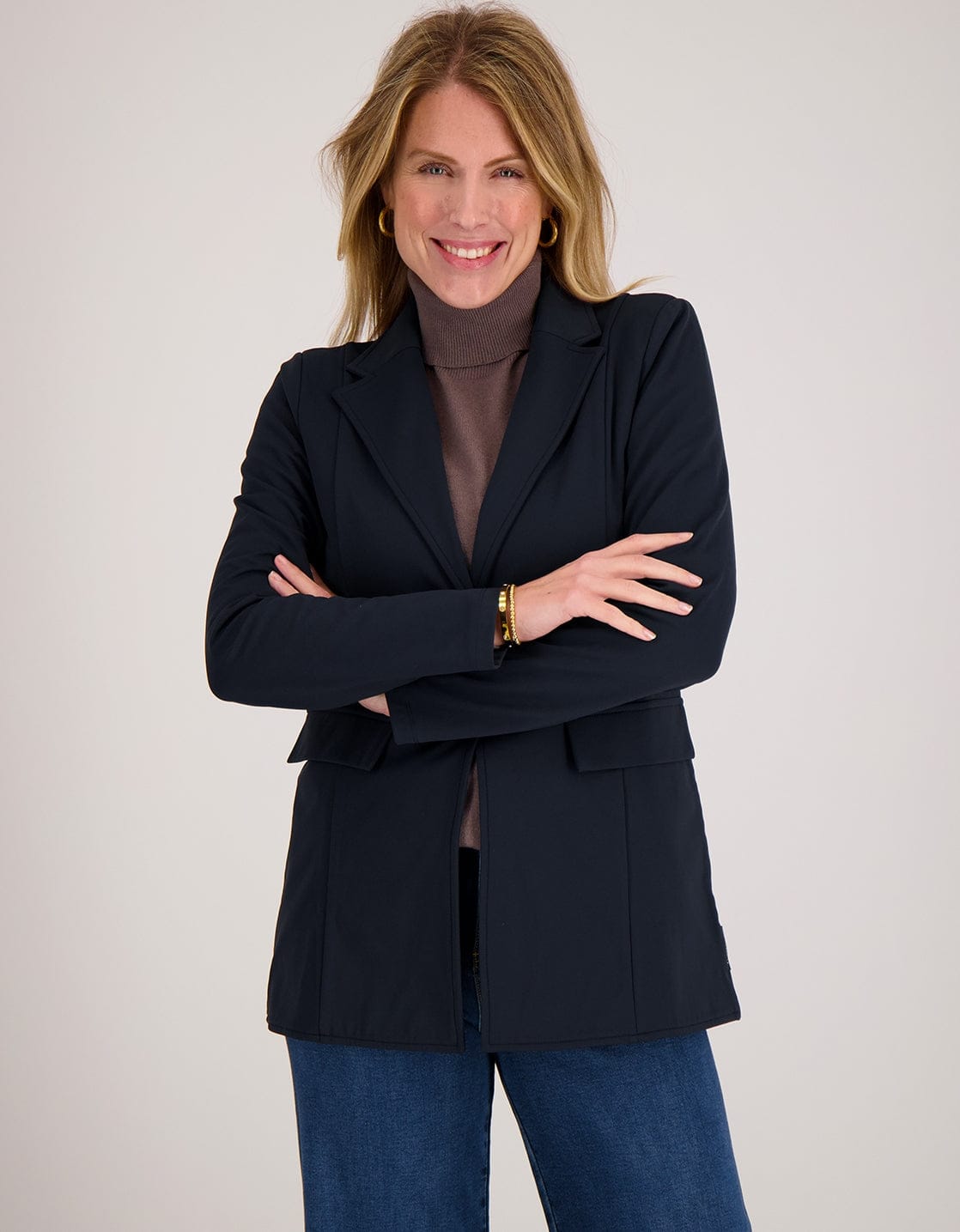 Je m'appelle Jassen Blazer Straight Travel Brushed | Donkerblauw