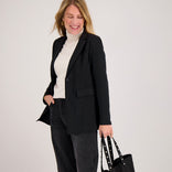 Je m'appelle Jassen Blazer Straight Travel Brushed | Zwart