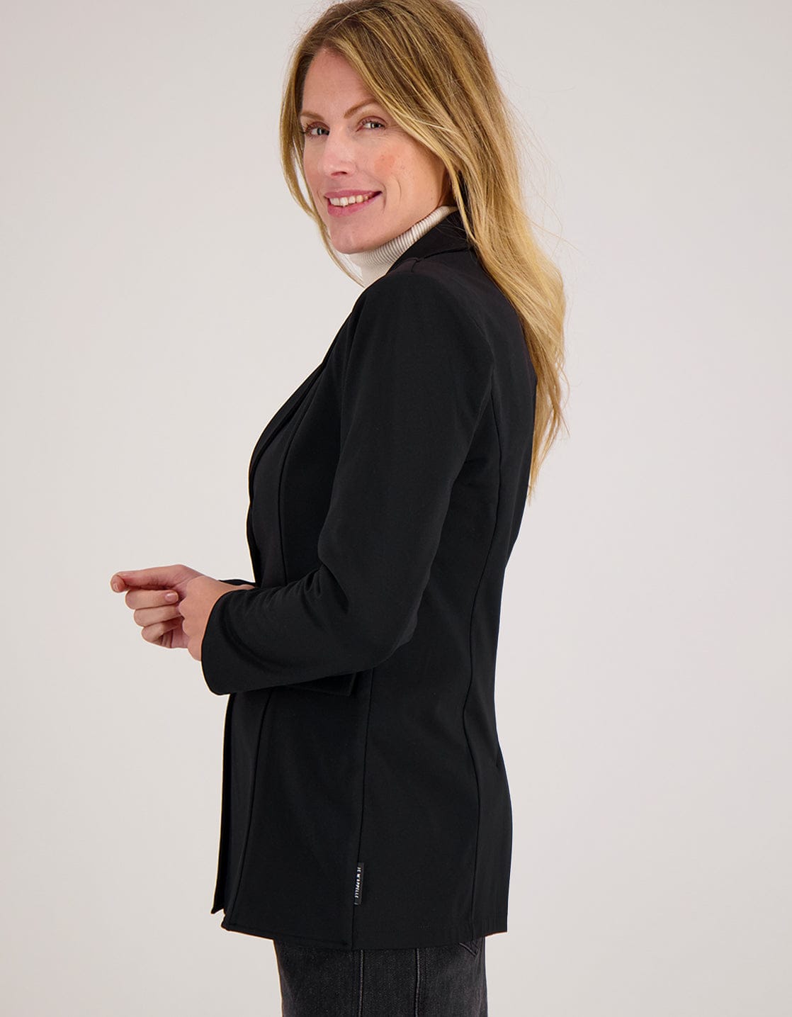 Je m'appelle Jassen Blazer Straight Travel Brushed | Zwart