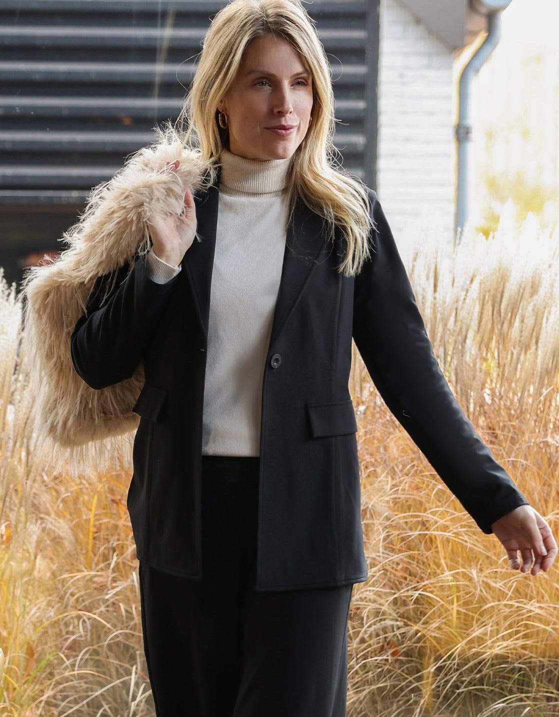 Je m'appelle Jassen Zwart / XS Blazer Straight Travel Brushed | Zwart