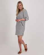 Je m'appelle Jurken Robe Knitted | Ecru / Midnight Blue