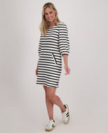 Je m'appelle Jurken Robe Knitted | Ecru / Midnight Blue