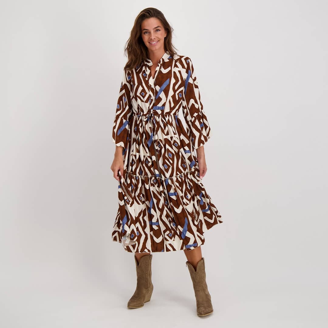 Je m'appelle Jurken Brown/Blue / S/M Robe St. Tropez | Brown/Blue