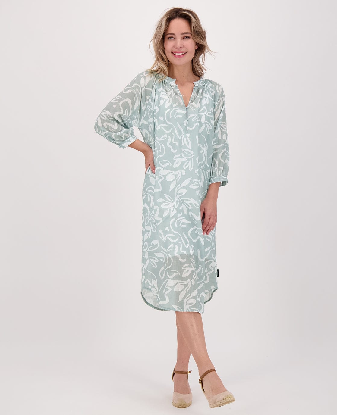 Je m'appelle Jurken Off White/Pastel Groen / XS Shirtdress Robe | Off White/Pastel Groen