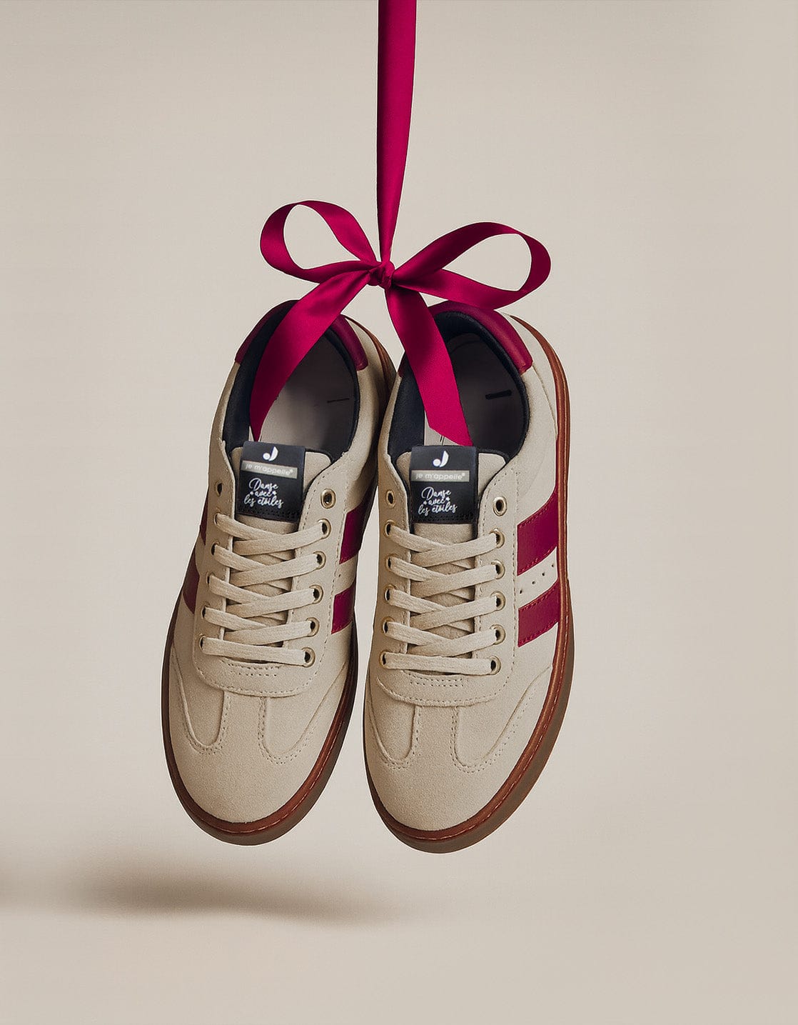 Je m'appelle Schoenen Sneakers Stripes | Greige/Burgundy