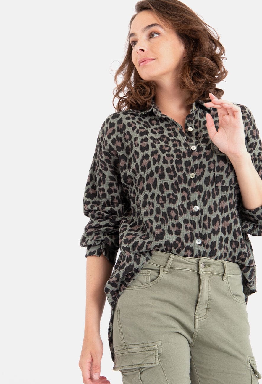 Je m'appelle Tops Groen / XS Blouse Joyeux Panthère | Groen