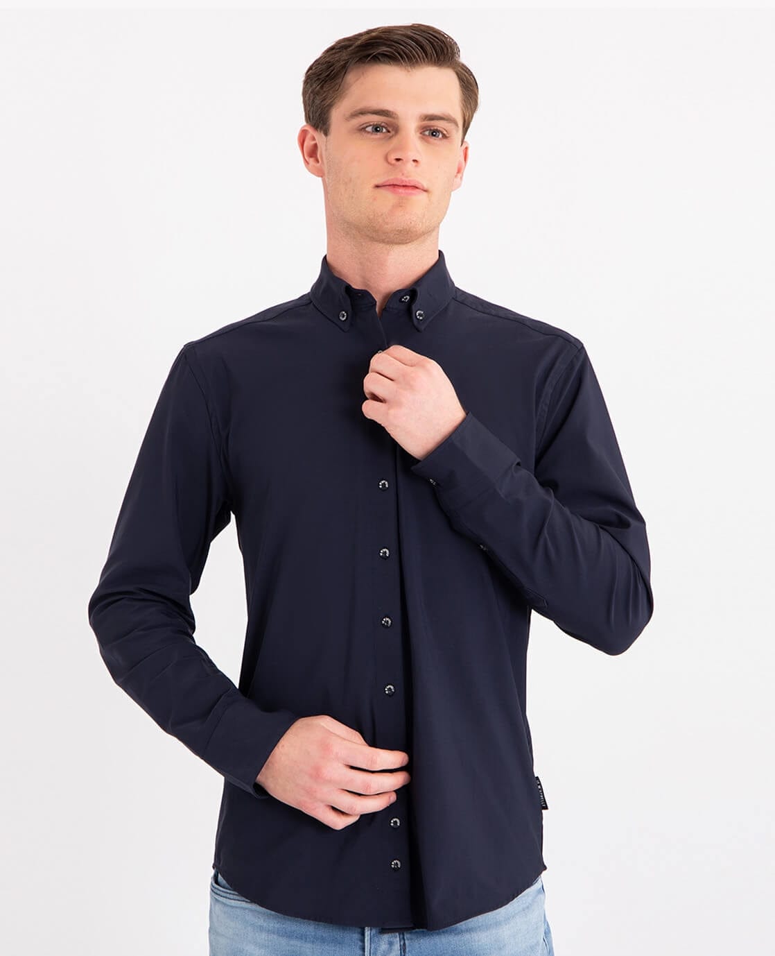 Je m'appelle Tops Button Down Shirt Homme Travel | Donkerblauw