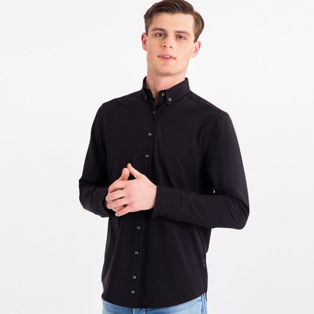 Je m'appelle Tops Button Down Shirt Homme Travel | Zwart