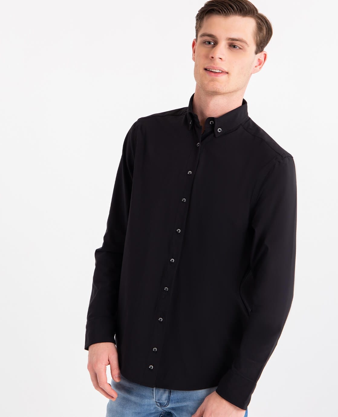 Je m'appelle Tops Button Down Shirt Homme Travel | Zwart