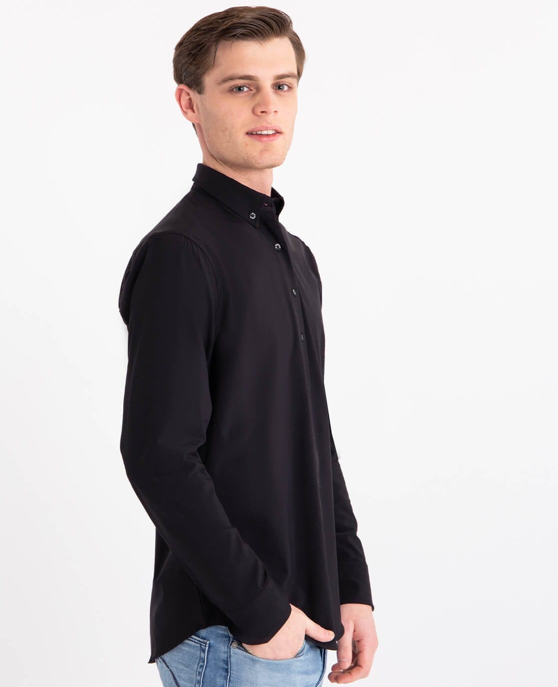 Je m'appelle Tops Button Down Shirt Homme Travel | Zwart