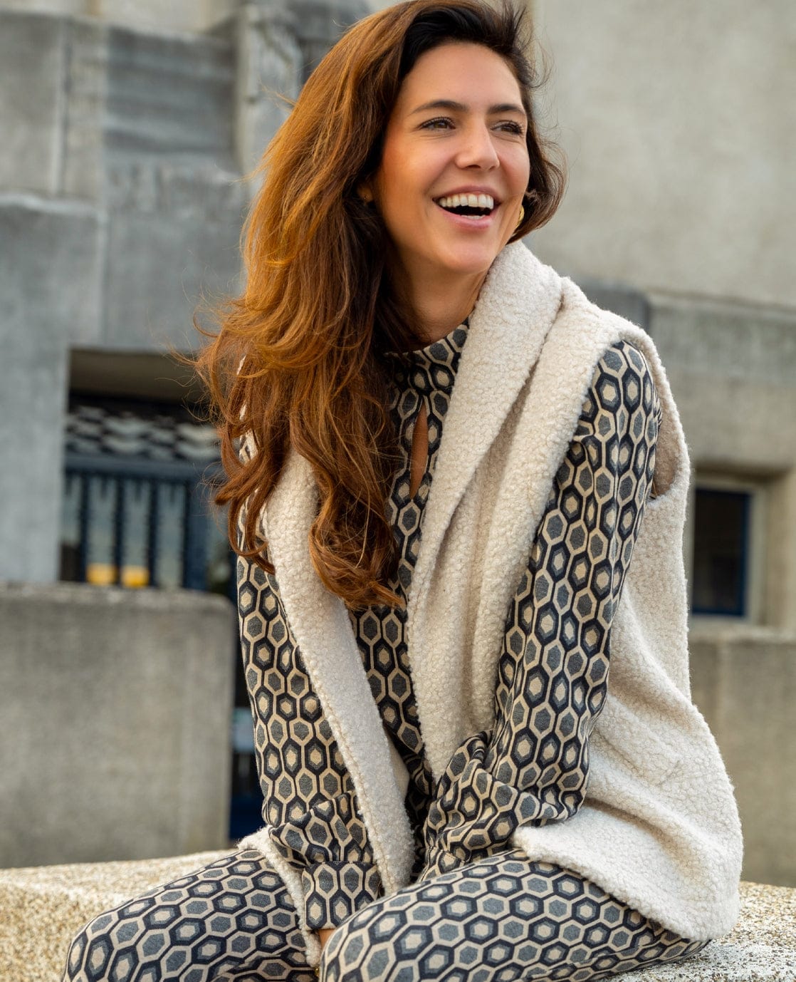 Je m'appelle Tops Ecru / S/M/L/XL Gilet Teddy | Ecru