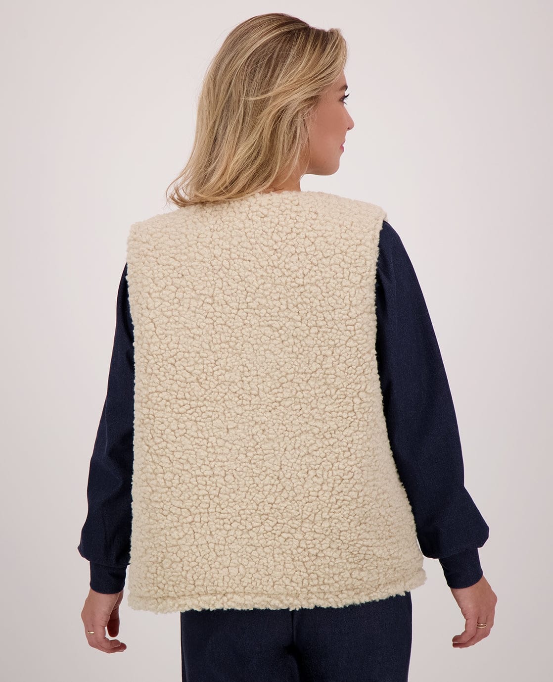 Je m'appelle Tops Ecru / S/M/L/XL Gilet Teddy Reversible | Ecru