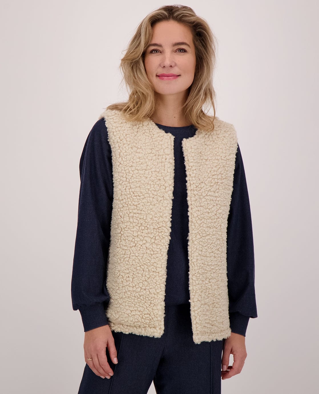 Je m'appelle Tops Ecru / S/M/L/XL Gilet Teddy Reversible | Ecru