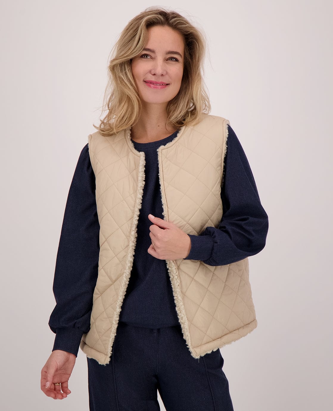 Je m'appelle Tops Ecru / S/M/L/XL Gilet Teddy Reversible | Ecru