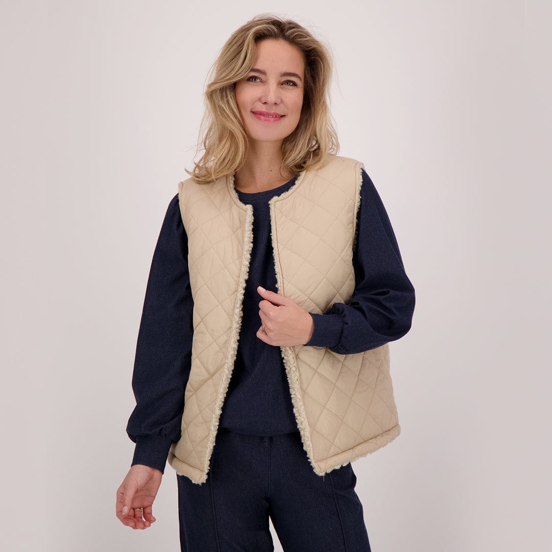Je m'appelle Tops Ecru / S/M/L/XL Gilet Teddy Reversible | Ecru