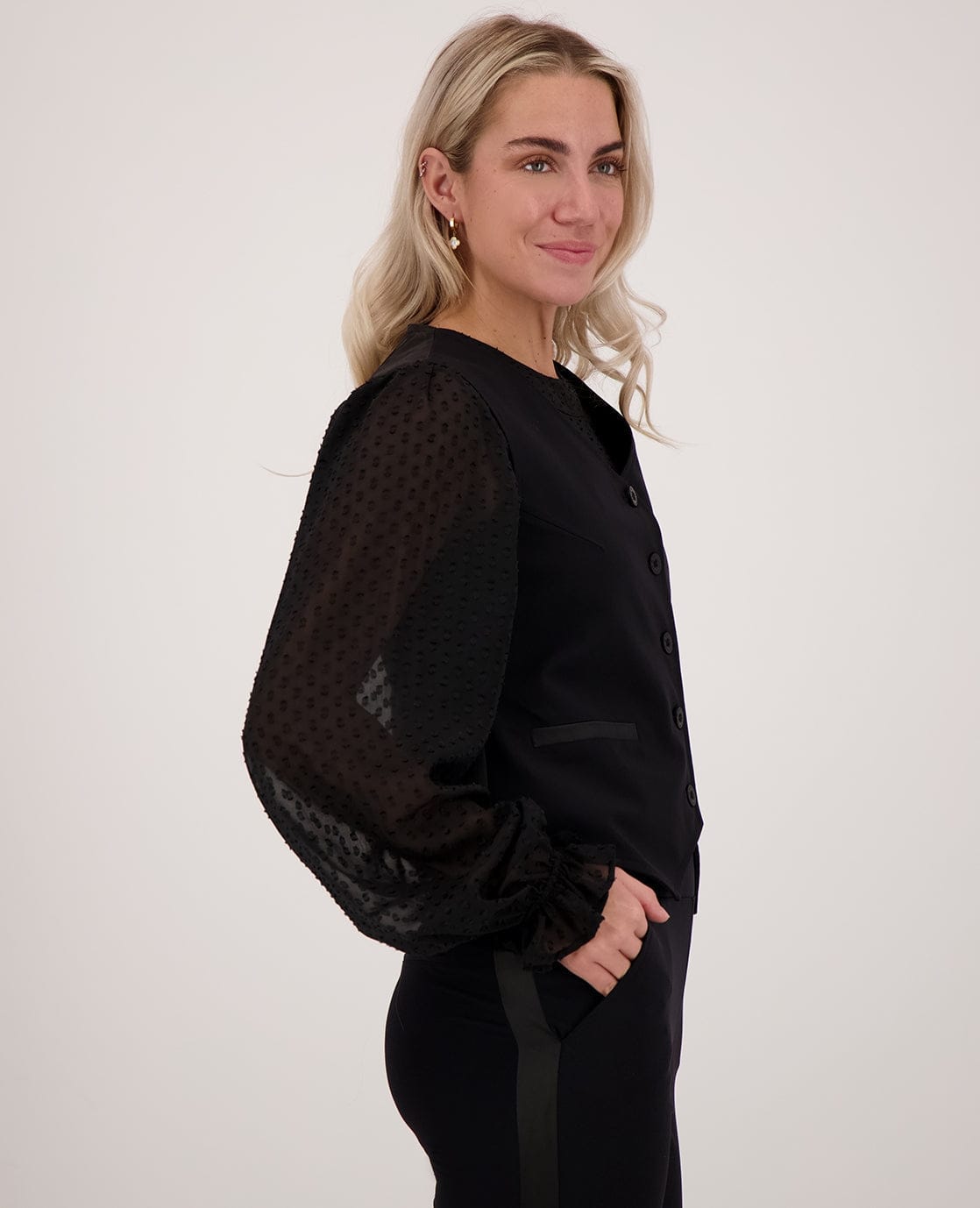 Je m'appelle Tops Gilet Yinthe Travel | Zwart