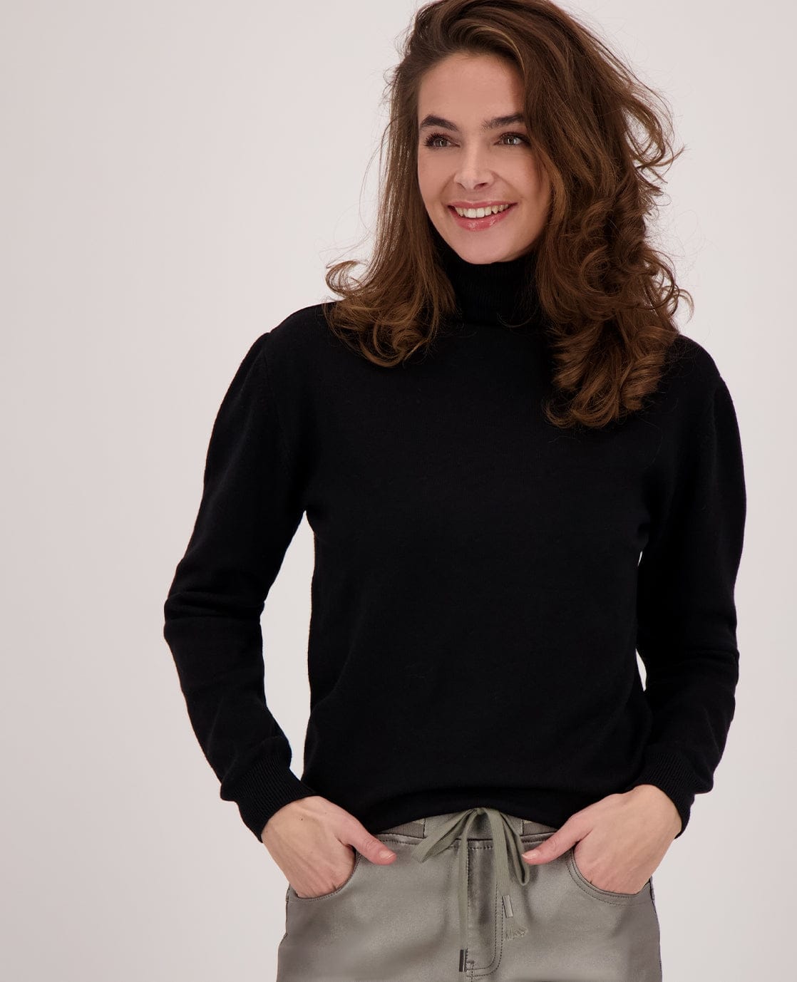 Je m'appelle Tops Zwart / S/M Pull Colle | Zwart