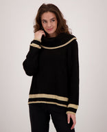 Je m'appelle Tops Pull Knitted | Black/Gold