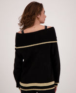 Je m'appelle Tops Pull Knitted | Black/Gold