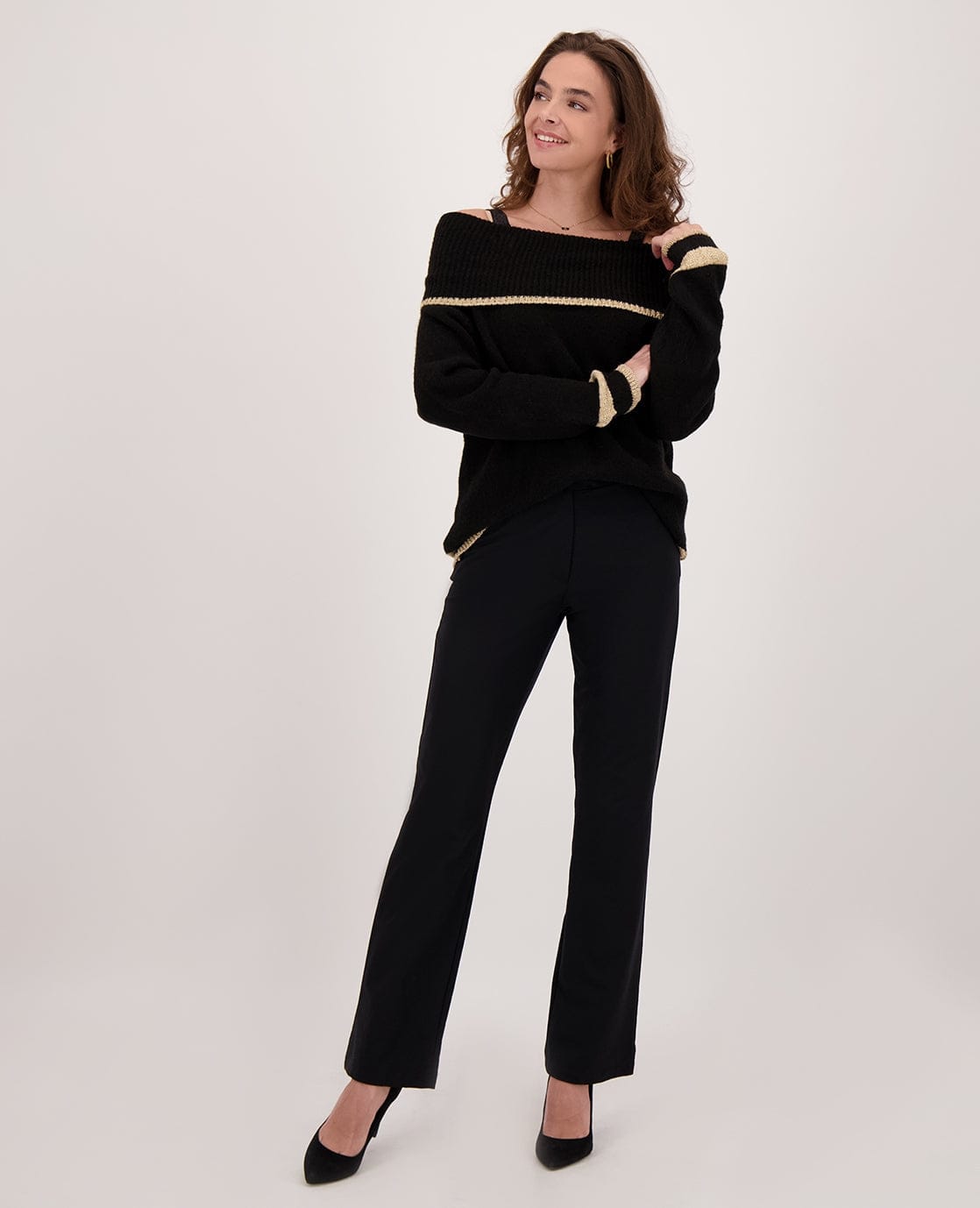 Je m'appelle Tops Pull Knitted | Black/Gold