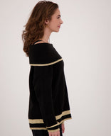 Je m'appelle Tops Pull Knitted | Black/Gold