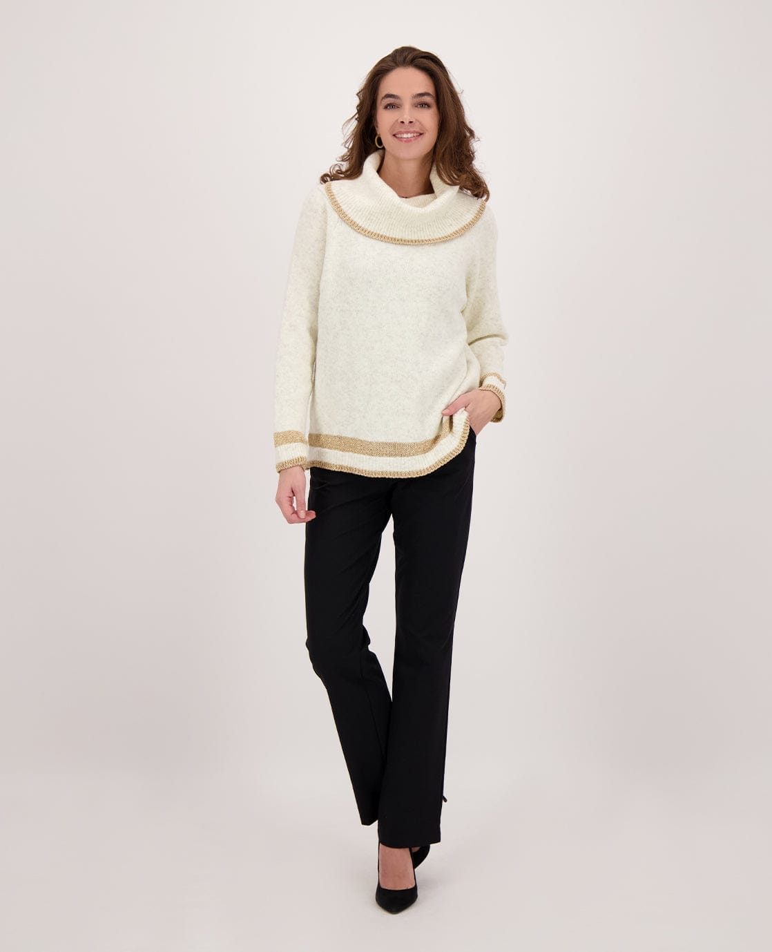 Je m'appelle Tops Pull Knitted | Ecru Melange/Gold