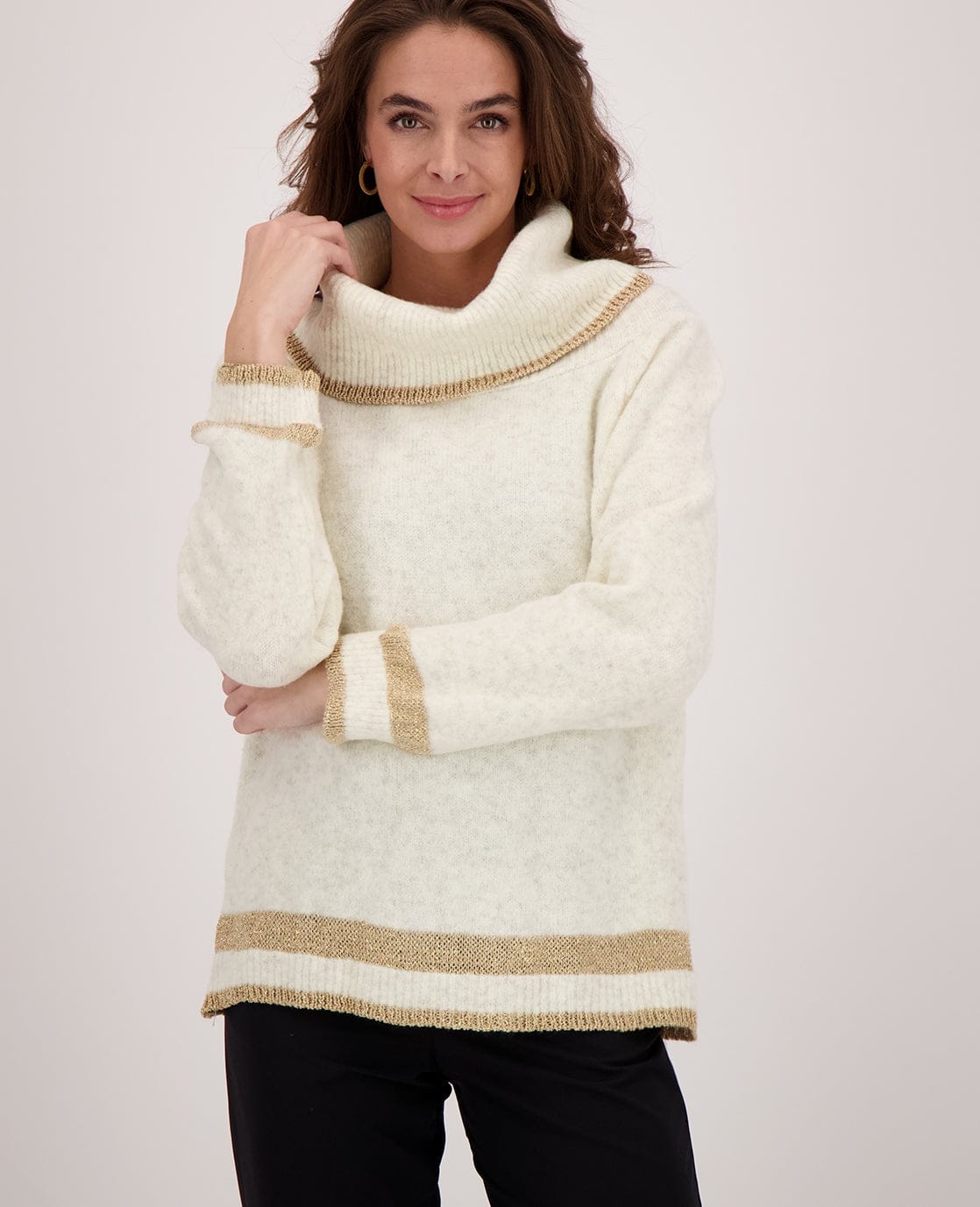 Je m'appelle Tops Pull Knitted | Ecru Melange/Gold