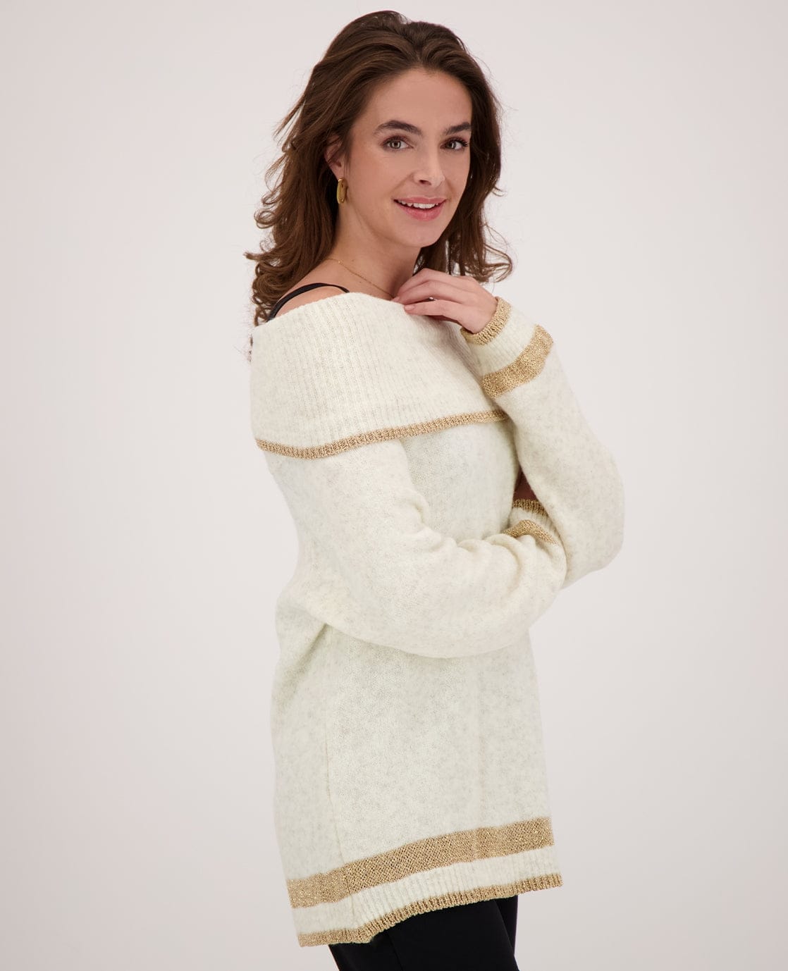 Je m'appelle Tops Pull Knitted | Ecru Melange/Gold