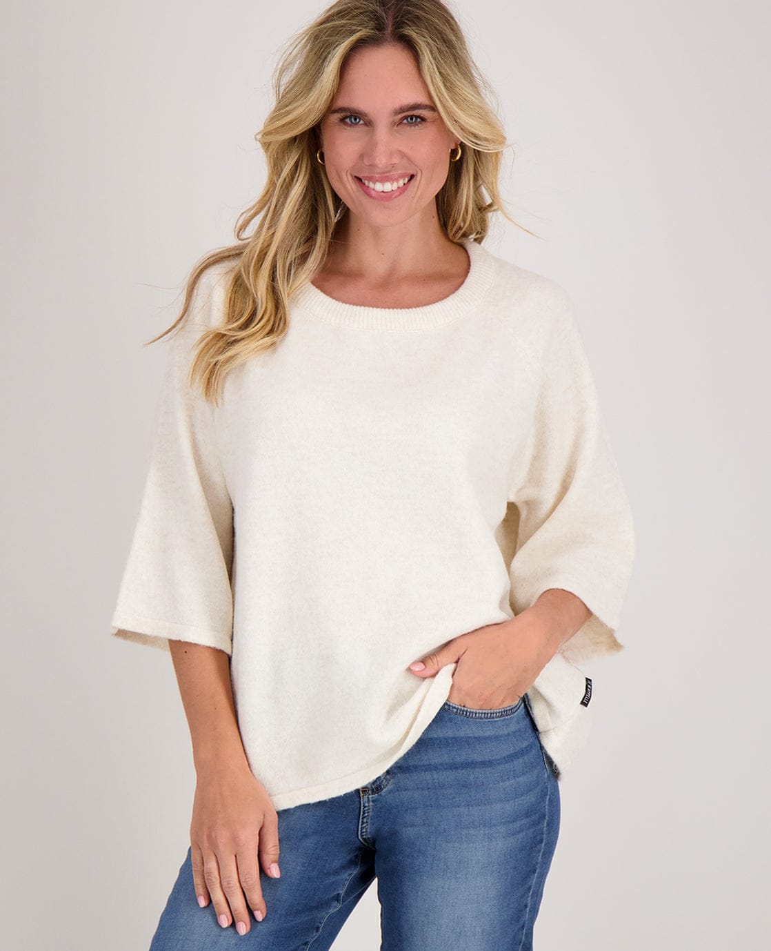 Je m'appelle Tops Ecru Melange / S/M Pull Knitted | Ecru Melange