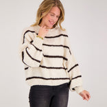 Je m'appelle Tops Pull Stripe | Beige/Chocolate Brown
