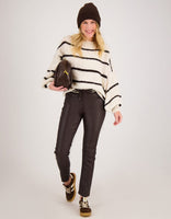 Je m'appelle Tops Pull Stripe | Beige/Chocolate Brown